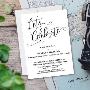let's celebrate elegant post-wedding reception invitation