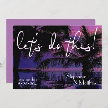 Small Let's Do This Tropical Palms Save The Date Front View