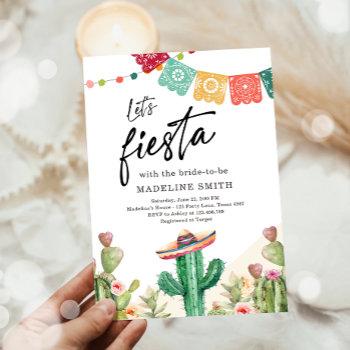 let's fiesta cactus watercolor bridal shower invitation