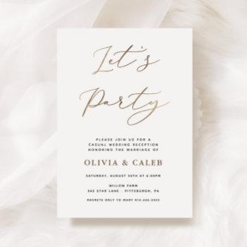 let's party elopement wedding reception invitation