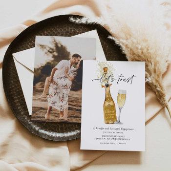 let's toast couples engagement photo invitation