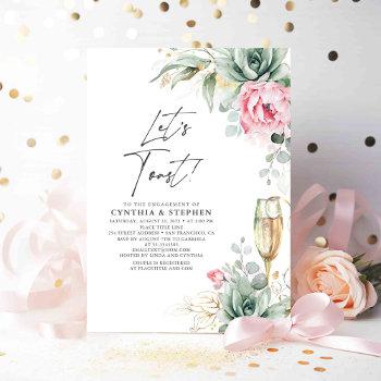 Small Let's Toast Succulent Pink Floral Engagement Party Front View