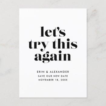 let's try this again change the date wedding announcement postcard