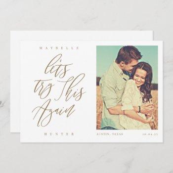 Small Let's Try This Again Modern Calligraphy & Photo Save The Date Front View