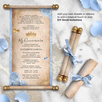 Small Light Baby Blue Gold Quince Diy Scroll Front View
