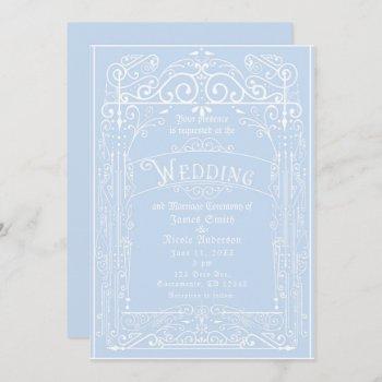 Small Light Blue & White Vintage Victorian Deco Wedding Front View