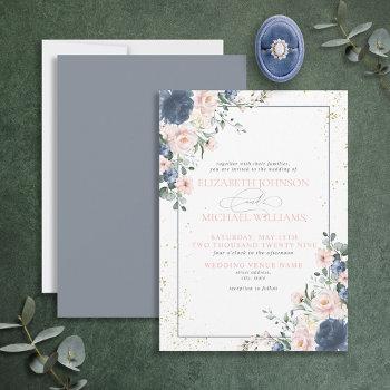 Small Light Dusty Blue Blush Pink Gold Floral Wedding In Front View