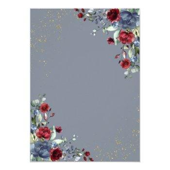 Small Light Dusty Blue Burgundy Gold Floral Wedding Back View