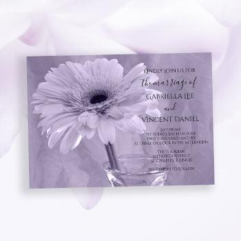 light purple tinted gerber daisy wedding invitation