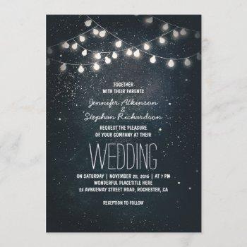 lights and night stars vintage elegant wedding invitation