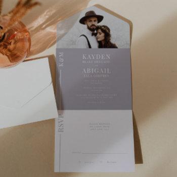 lilac clean line wedding invitation