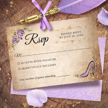 Small Lilac Lavender Gold Princess Shoe Elegant Wedding Rsvp Front View