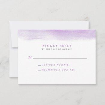 lilac watercolor dip wedding rsvp card