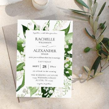 lily of the valley white floral 2 wedding invitation