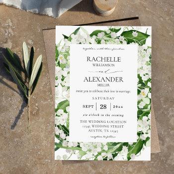 lily of the valley white floral 3 wedding invitation