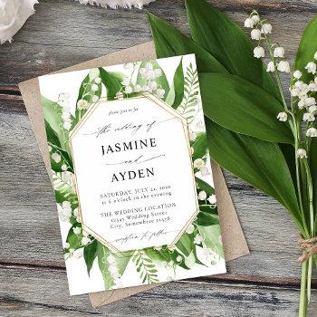 lily of the valley white floral arch wedding invitation