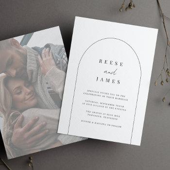 line arch | modern minimal faded photo wedding invitation