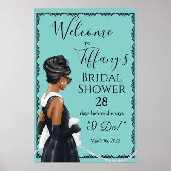 Small Little Black Dress Blue Baby Shower Welcome Poster Front View