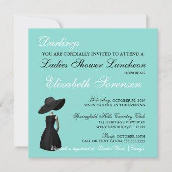 Small Little Black Dress Theme Shower Teal Blue Party Front View