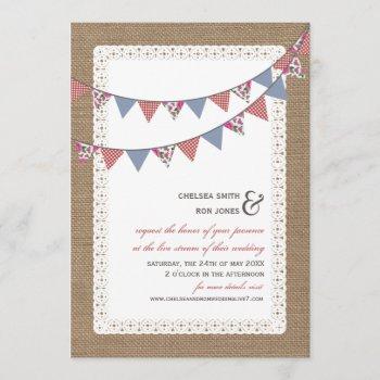 Small Live Stream Virtual Wedding Lace Burlap Bunting Front View
