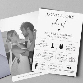 Small Long Story Short Infographic Save The Date Wedding Front View