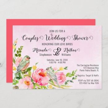 Small Love Birds Couples Wedding Shower Invite Front View