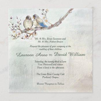 love birds custom wedding invitation