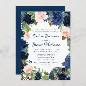 love bloom | chic navy blush floral wedding invitation
