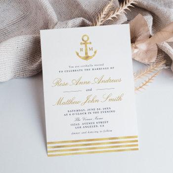 Small Love By The Sea Gold Anchor Nautical Navy Wedding Front View