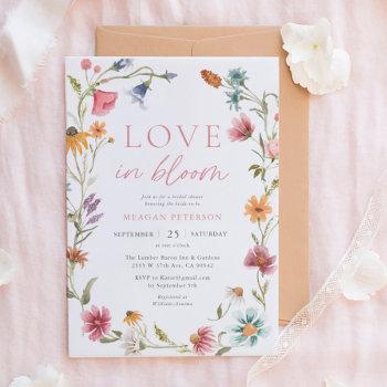 love in bloom spring floral bridal shower invitation