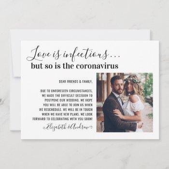 love is infectious photo change the date wedding announcement