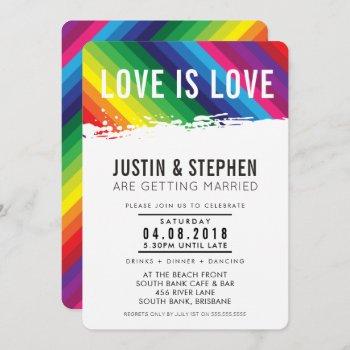 Small Love Is Love Wedding Rainbow Colors Brush Stroke Front View