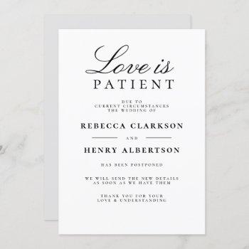 Small Love Is Patient Black & White Wedding Announcement Front View