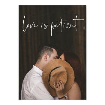 Small Love Is Patient Wedding Postponed Change Post Front View