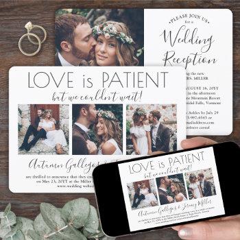 love is patient wedding reception 4 photo collage invitation