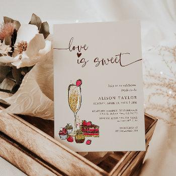 love is sweet bridal shower gold champagne glass  invitation