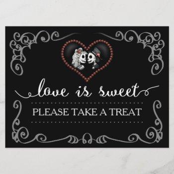 Small Love Is Sweet Take A Treat Halloween Skeleton Sign Front View