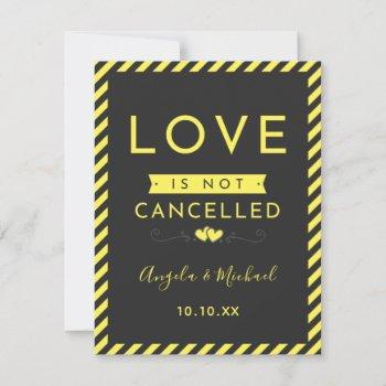 love isn't cancelled yellow black stylish elegant holiday card