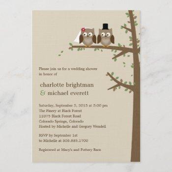 Small Love Owls Wedding Shower/rehearsal Dinner Invites Front View