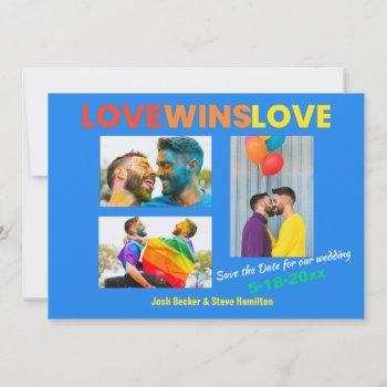 Small Love Wins Love Gay Save The Date Announcement Front View