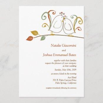 lovebirds on branches wedding invitations