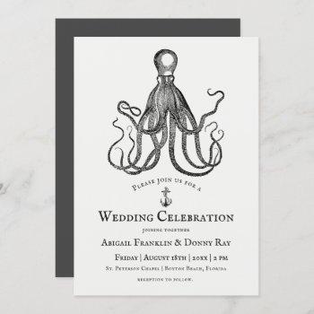love's embrace | octopus theme wedding invitation