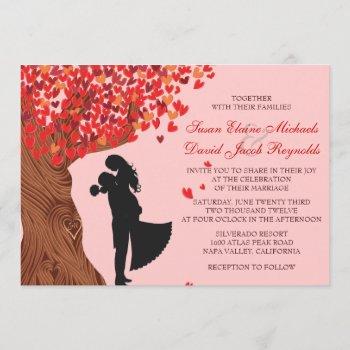 Small Loving Couple Initials Oak Tree Fall Wedding Front View