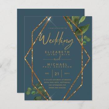 lowest budget peacock teal floral wedding invite
