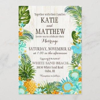 luau hawaiian beach rustic wedding invitation