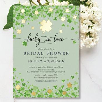 lucky in love bridal shower foil  foil invitation