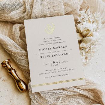 lucky in love | horseshoe wedding foil invitation