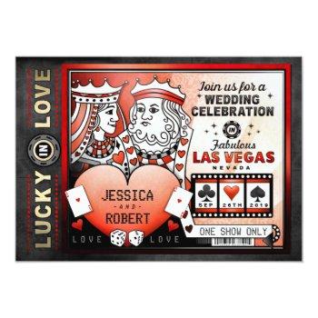 Small Lucky In Love Las Vegas Red Black Wedding Invite Front View