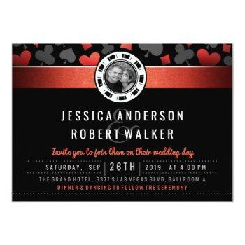Small Lucky In Love Las Vegas Red Black Wedding Invite Back View
