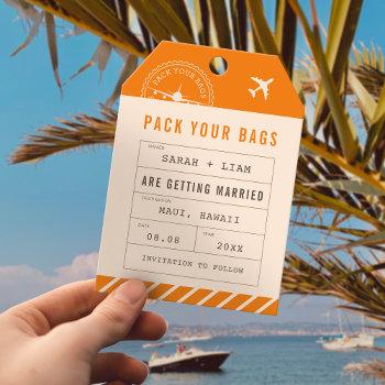 Small Luggage Tag Boarding Pass Save The Date Front View